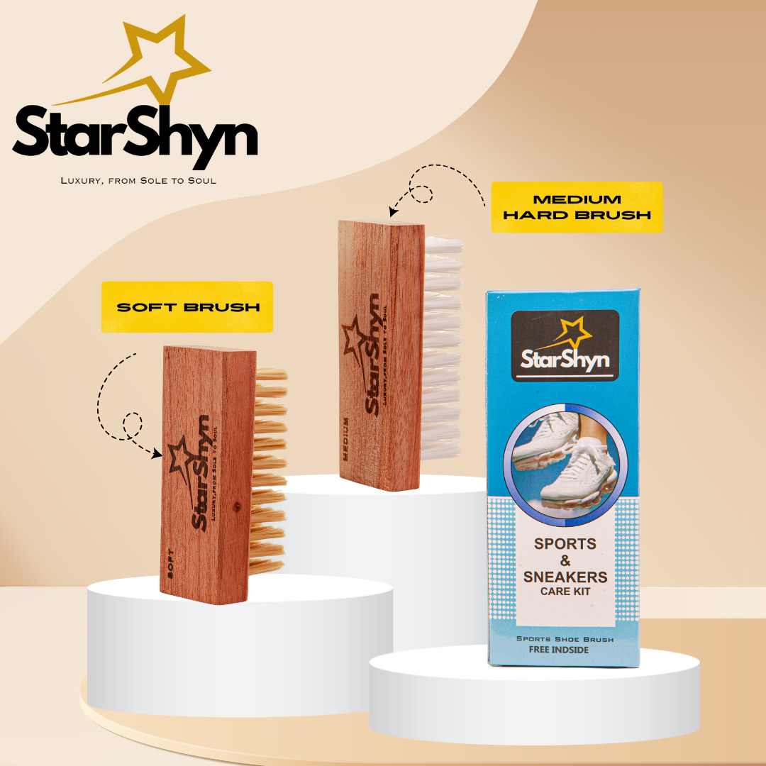 StarShyn Sneaker Cleaning Kit | Shoe Shampoo 150 ml + 2 Brush (Soft and Medium)