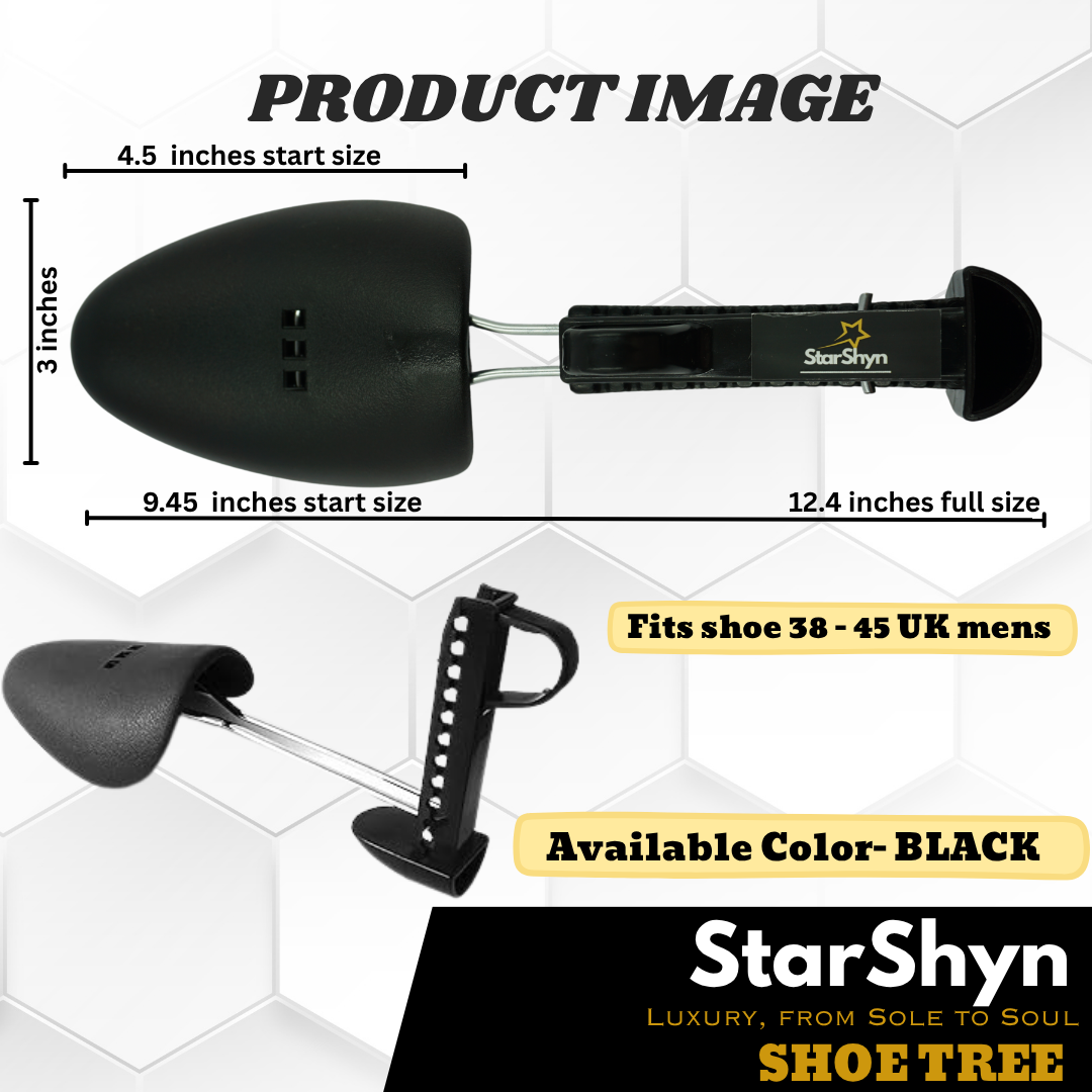StarShyn Shoe Tree | Adjustable Black Shoe Tree for Men | Fits UK Size 6 to 11