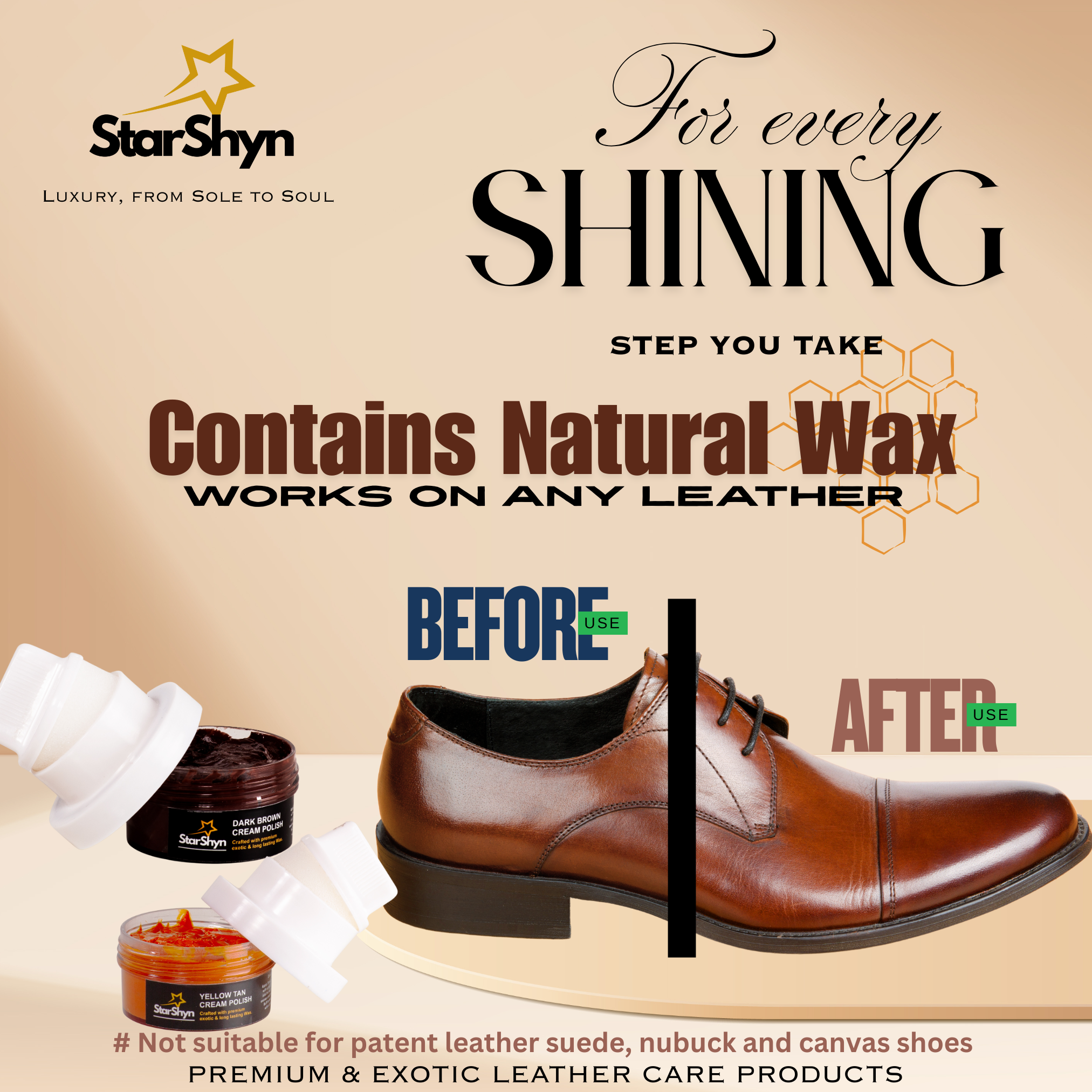 StarShyn Cream Polish Combo  with applicator  | Combo Dark Brown and Light tan