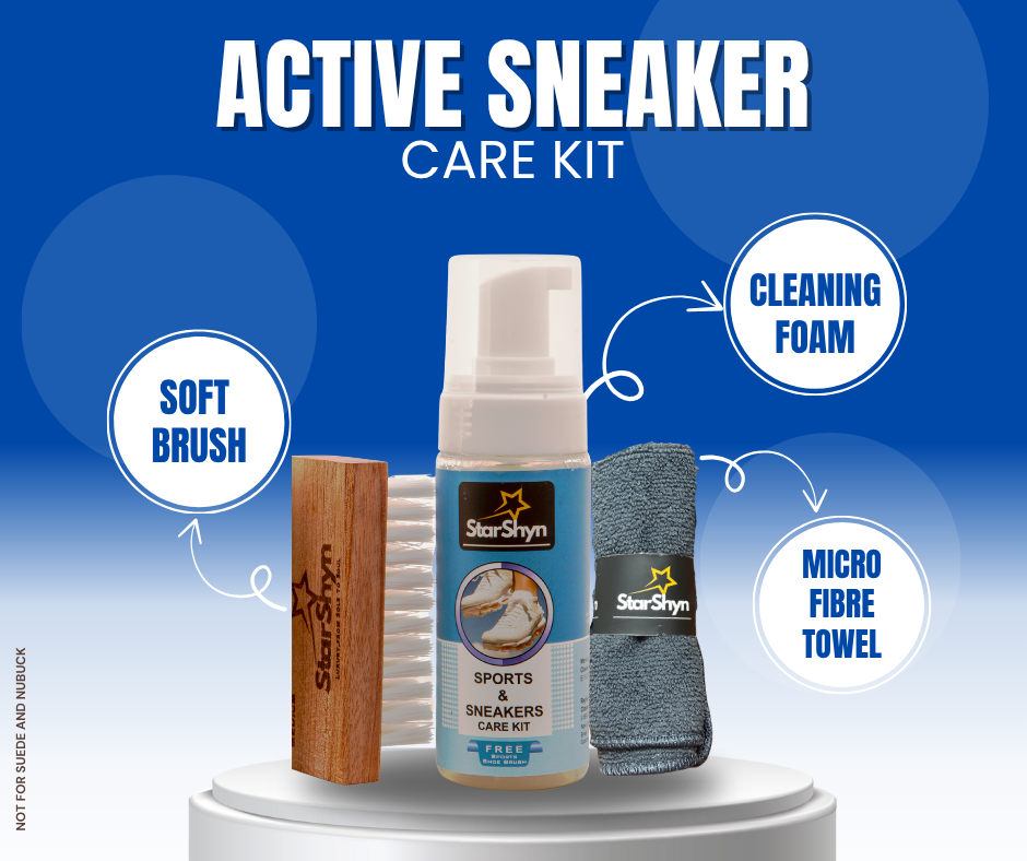 StarShyn Active Sneaker Care Kit – 150ml Shoe Cleaning Shampoo with Brush & Microfibre Towel