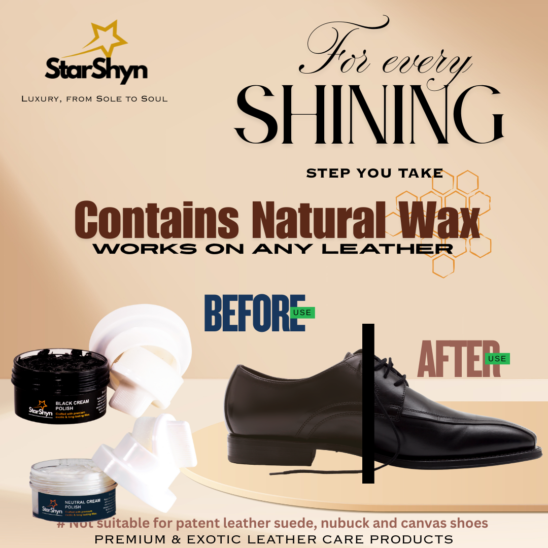 StarShyn Shoe Cream Polish Combo with applicator - Black and Neutral