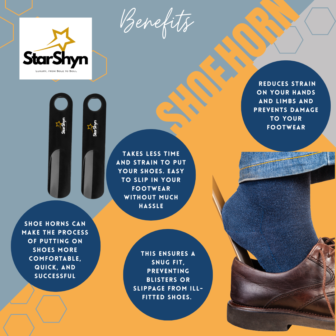 StarShyn Premium ABS Plastic Shoe Horn - Black and white pair