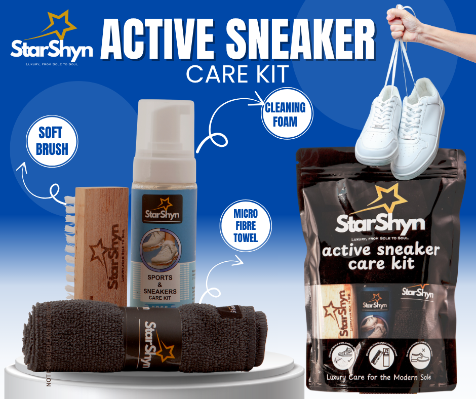 StarShyn Active Sneaker Care Kit – 150ml Shoe Cleaning Shampoo with Brush & Microfibre Towel
