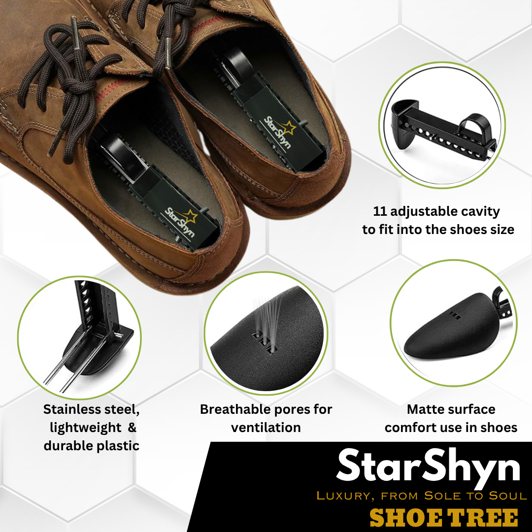 StarShyn Shoe Tree | Adjustable Black Shoe Tree for Men | Fits UK Size 6 to 11