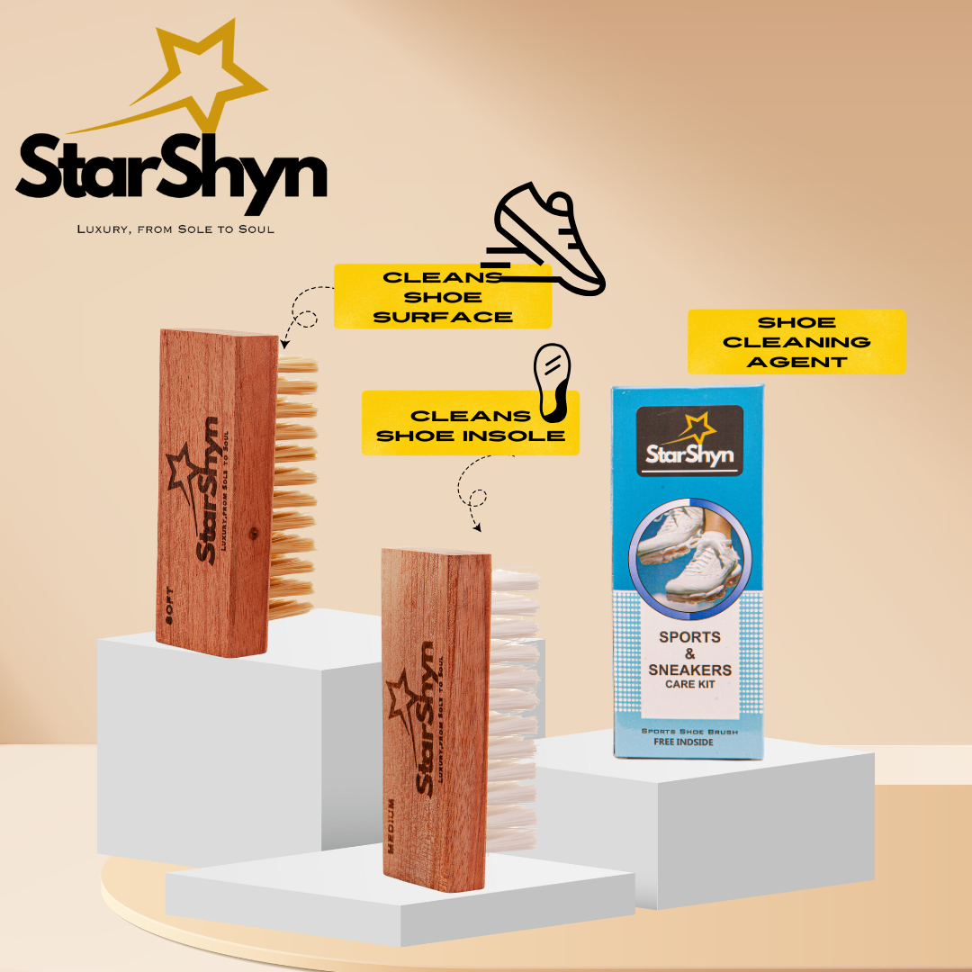 StarShyn Sneaker Cleaning Kit | Shoe Shampoo 150 ml + 2 Brush (Soft and Medium)