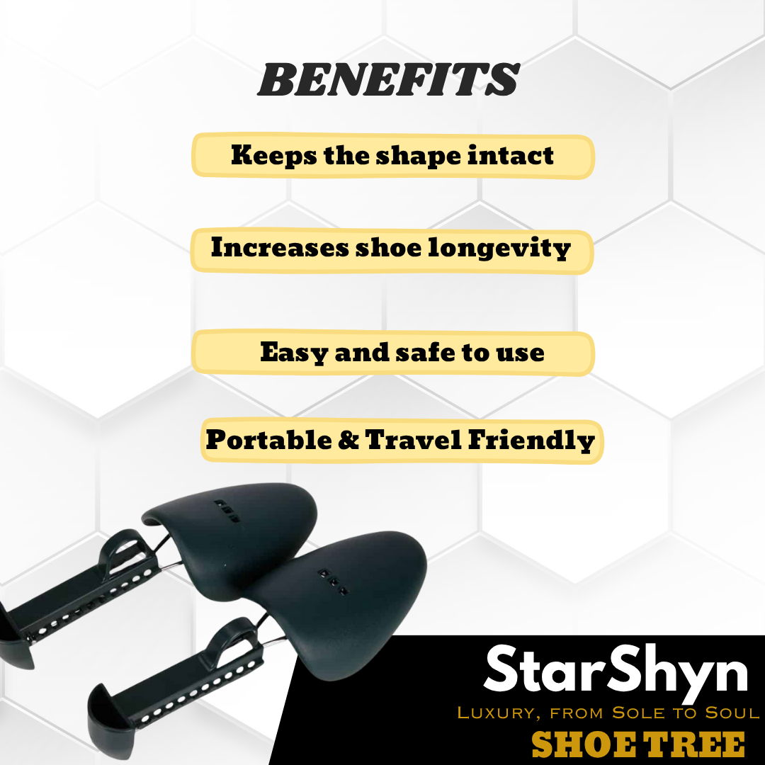 StarShyn Shoe Tree | Adjustable Black Shoe Tree for Men | Fits UK Size 6 to 11