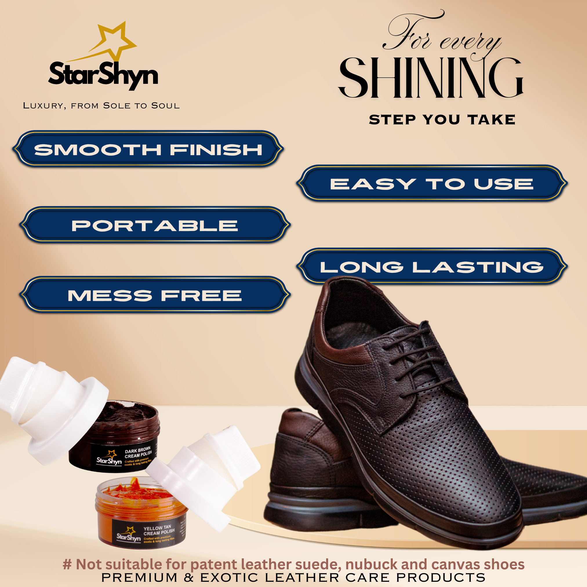 StarShyn Cream Polish Combo  with applicator  | Combo Dark Brown and Light tan