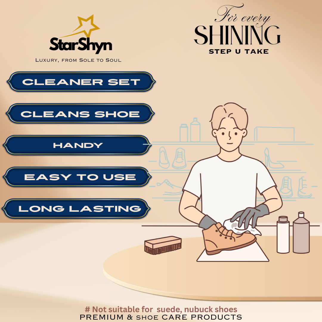 StarShyn Sneaker Cleaning Kit | Shoe Shampoo 150 ml + 2 Brush (Soft and Medium)