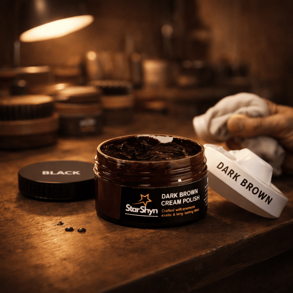 StarShyn Shoe Cream Polish With Applicator | Dark Brown