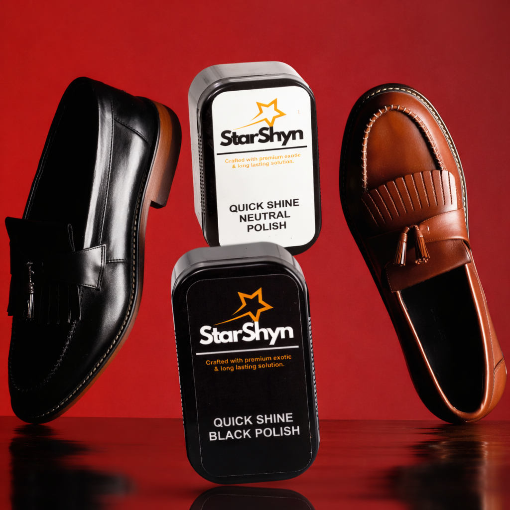 StarShyn Quick Shine Combo | Shoe Shining Black & Neutral Sponge