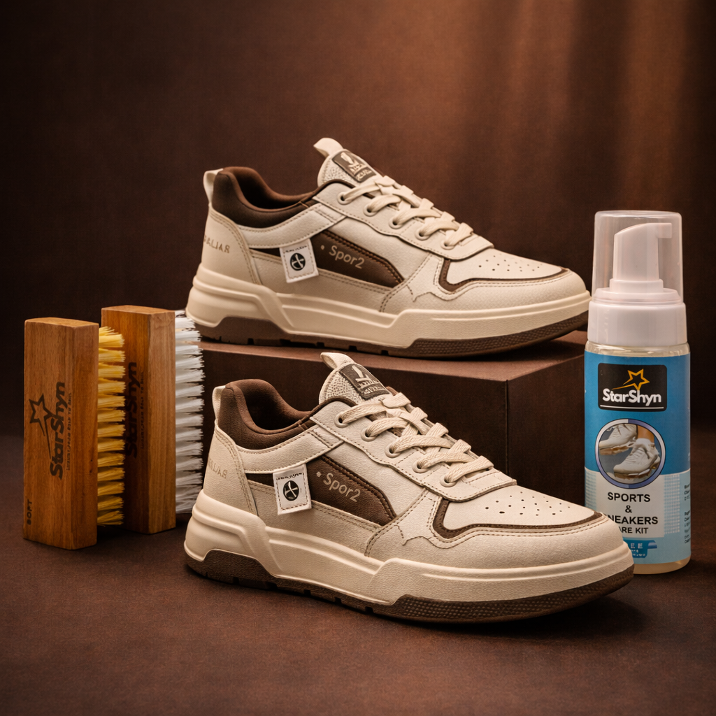 StarShyn Sneaker Cleaning Kit | Shoe Shampoo 150 ml + 2 Brush (Soft and Medium)