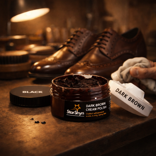 StarShyn Shoe Cream Polish With Applicator | Dark Brown